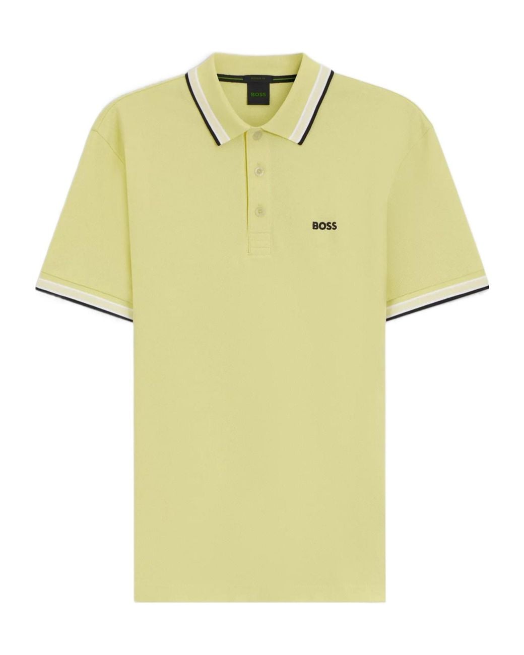 Boss Yellow Tipped Logo Polo Shirt for men