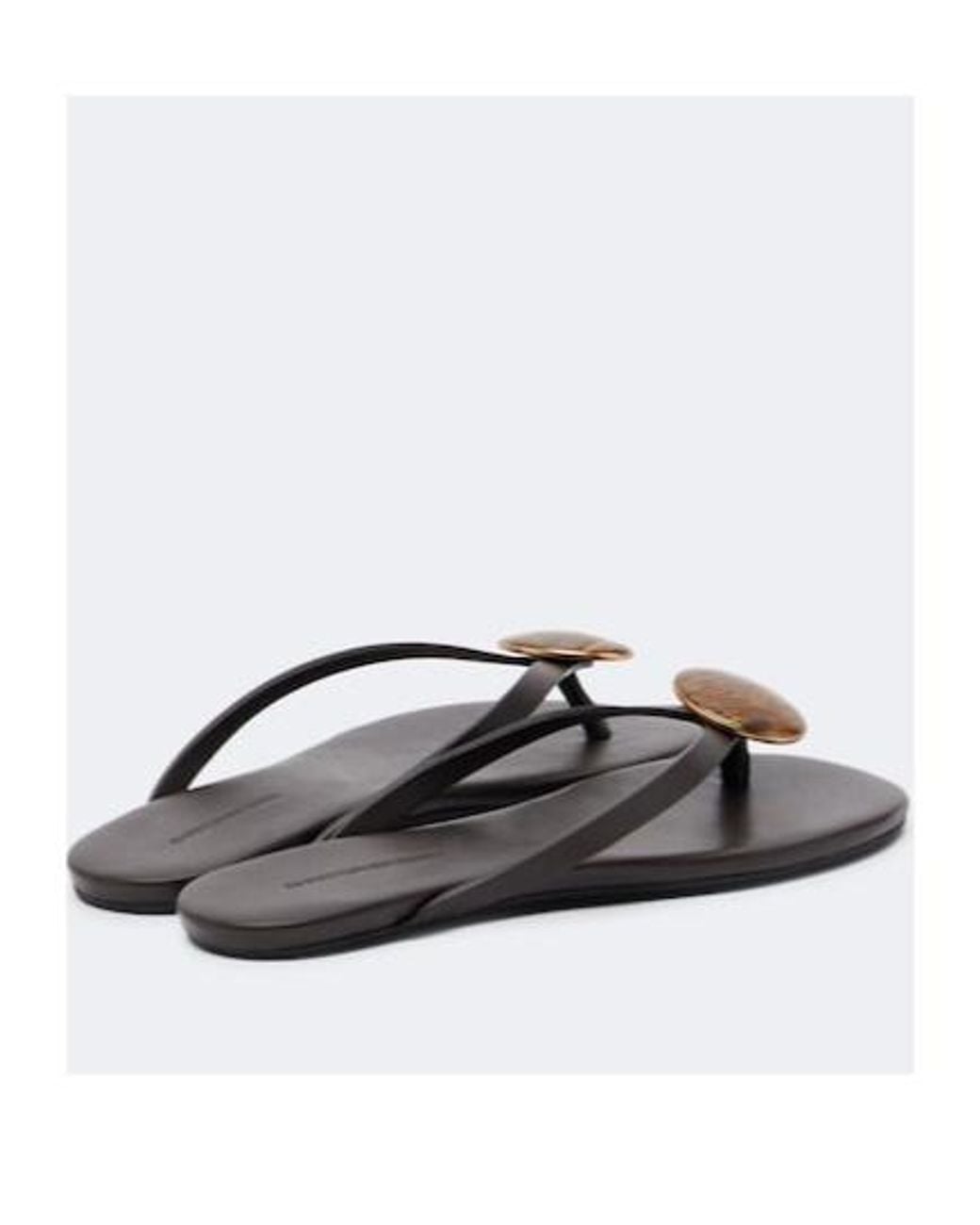 Christopher Esber Gray Aura Quartz Leather Thong Sandals