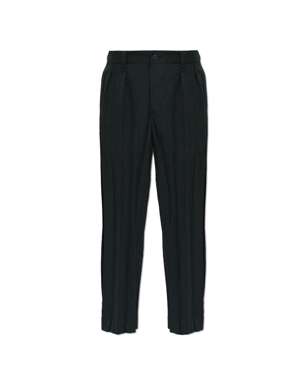 Homme Plissé Issey Miyake Black Pleated Straight-Leg Trousers for men