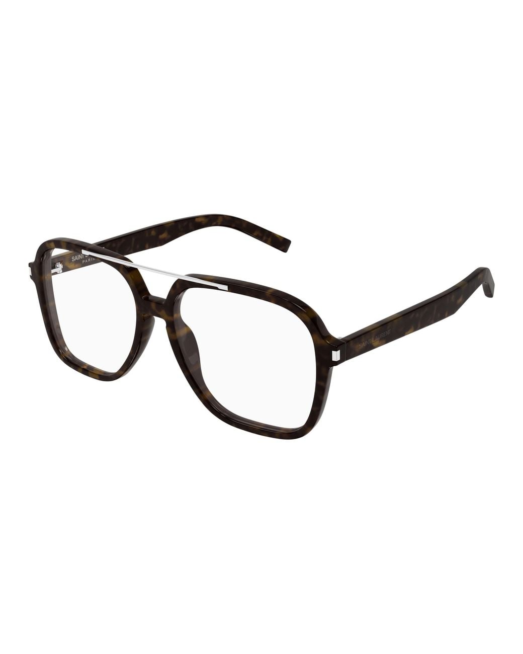 Saint Laurent White Tortoiseshell-Effect Double-Bridge Glasses