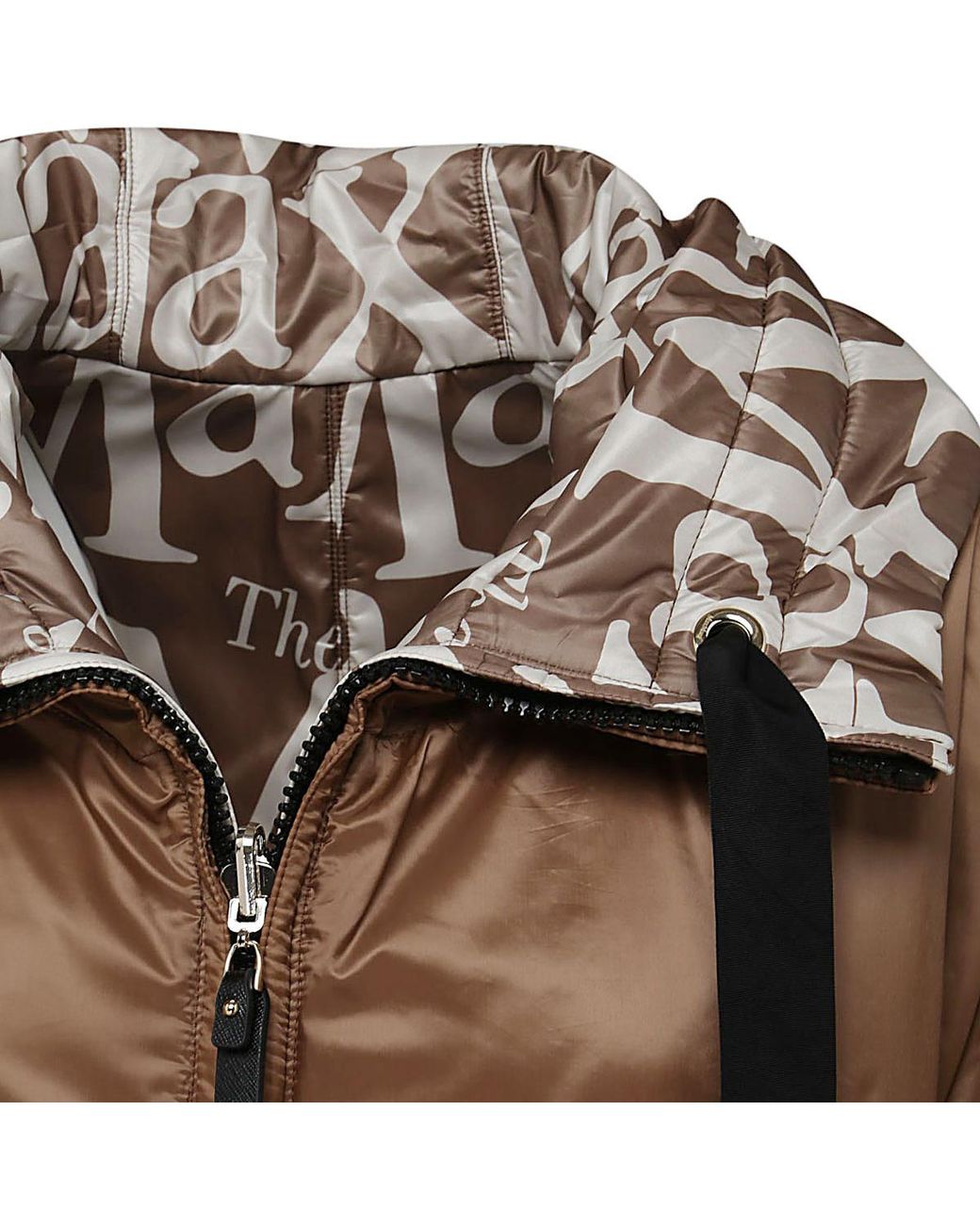 Max Mara Brown Double-Sided Down Jacket With Logo