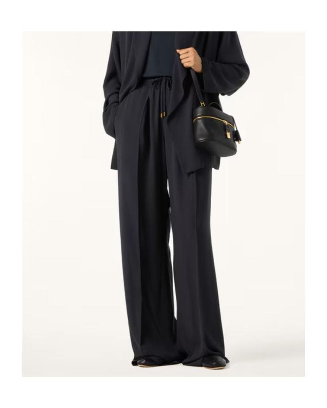 Loro Piana Blue Drawstring Wide-Leg Trousers