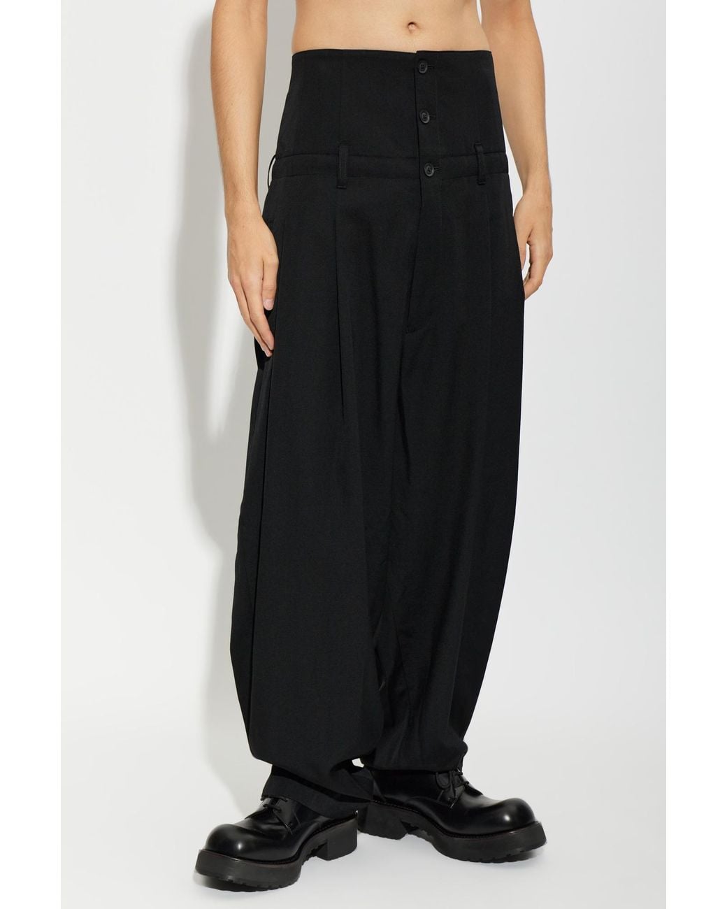 Yohji Yamamoto Black High Waist Wide-Leg Pants for men