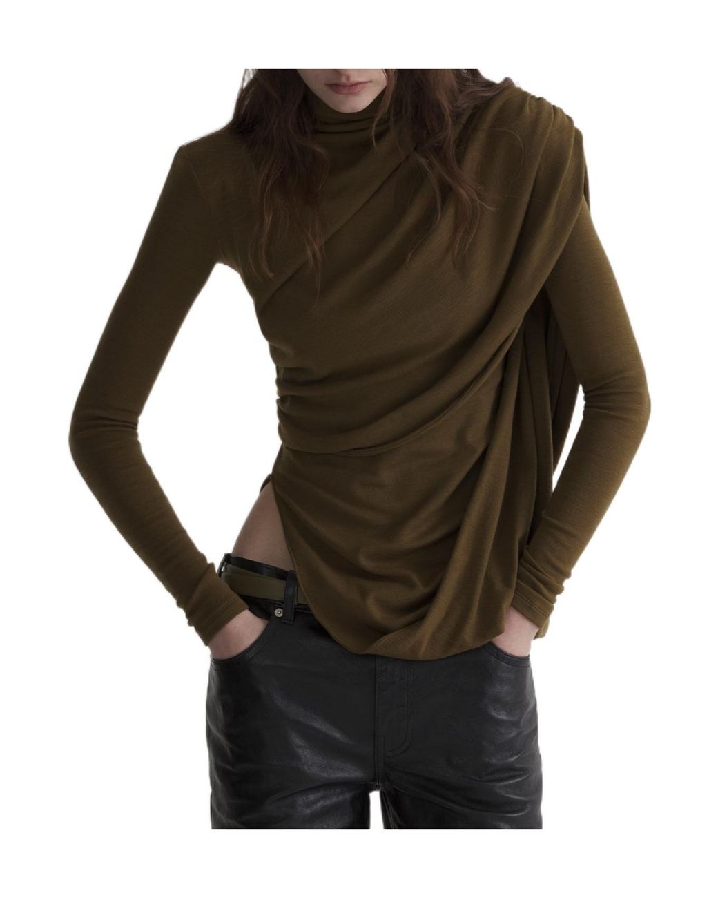 Mugler Blue Cascade Sleeves Top