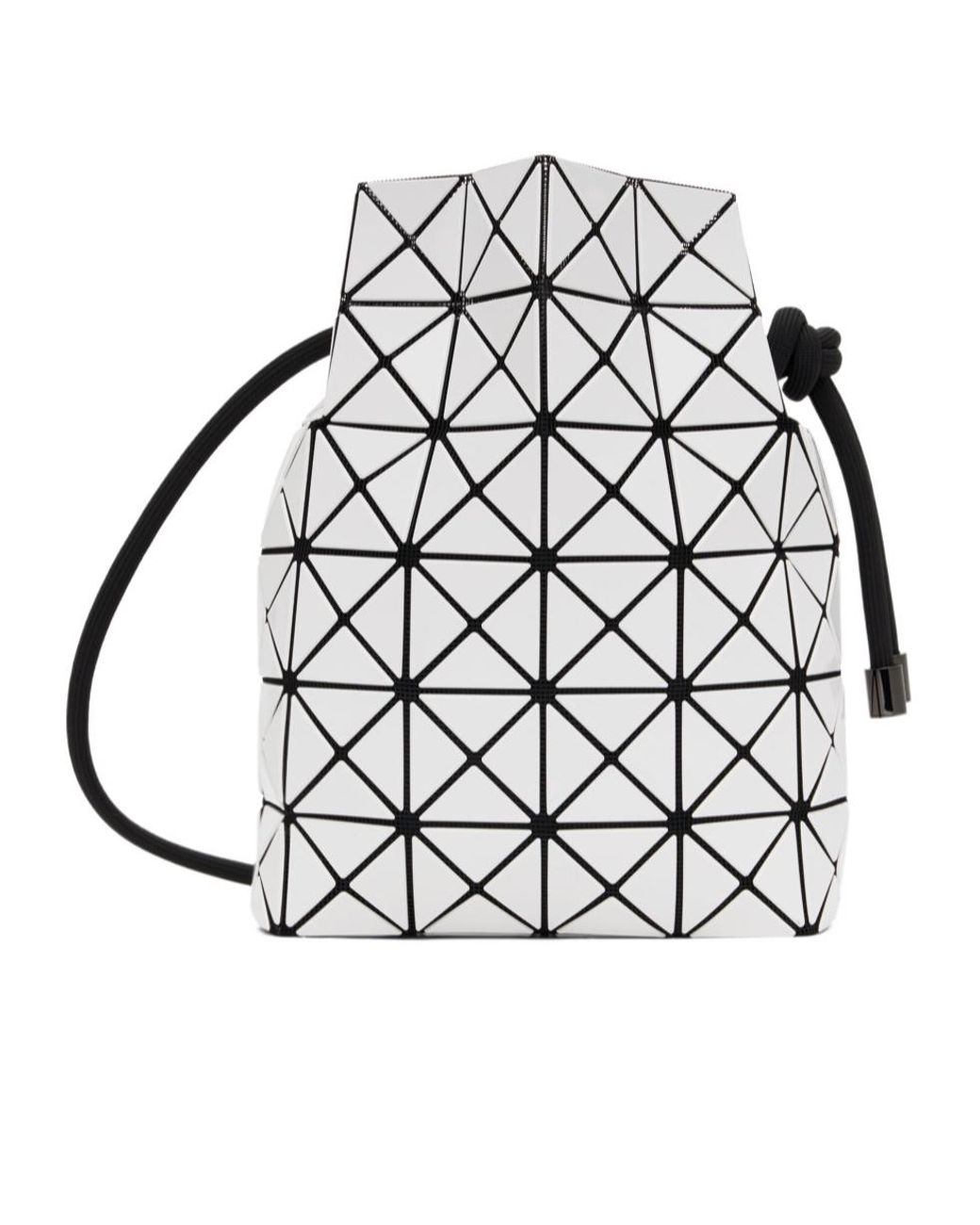 Issey Miyake White Geometric-Panelled Drawstring Bucket Bag for men