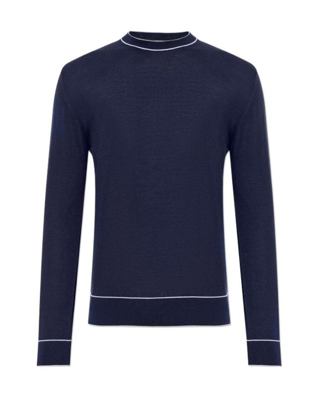 Eleventy Blue Contrasted-Trim Crewneck Knitted Jumper for men