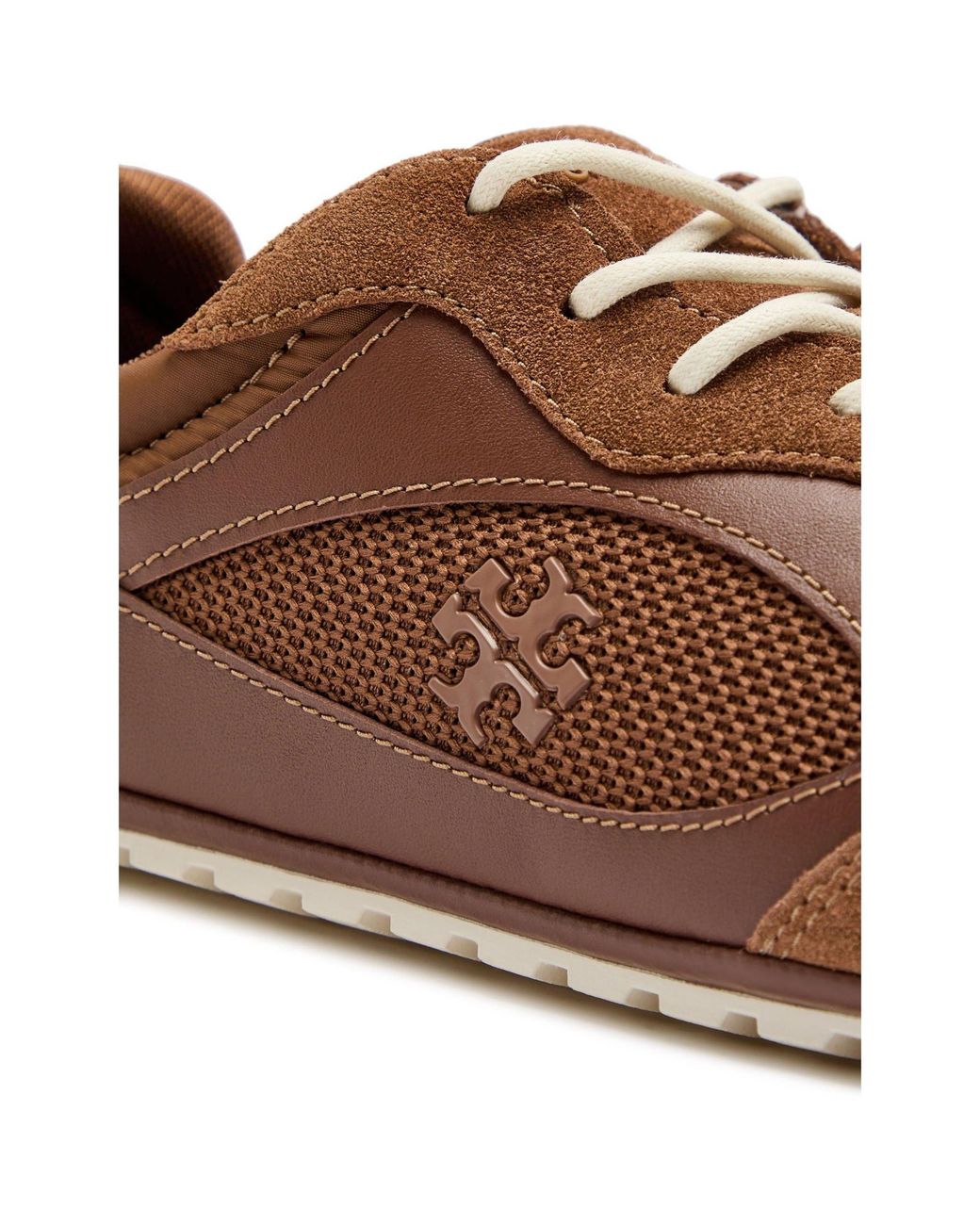 Tory Burch Brown Leather Low-Top Trainers