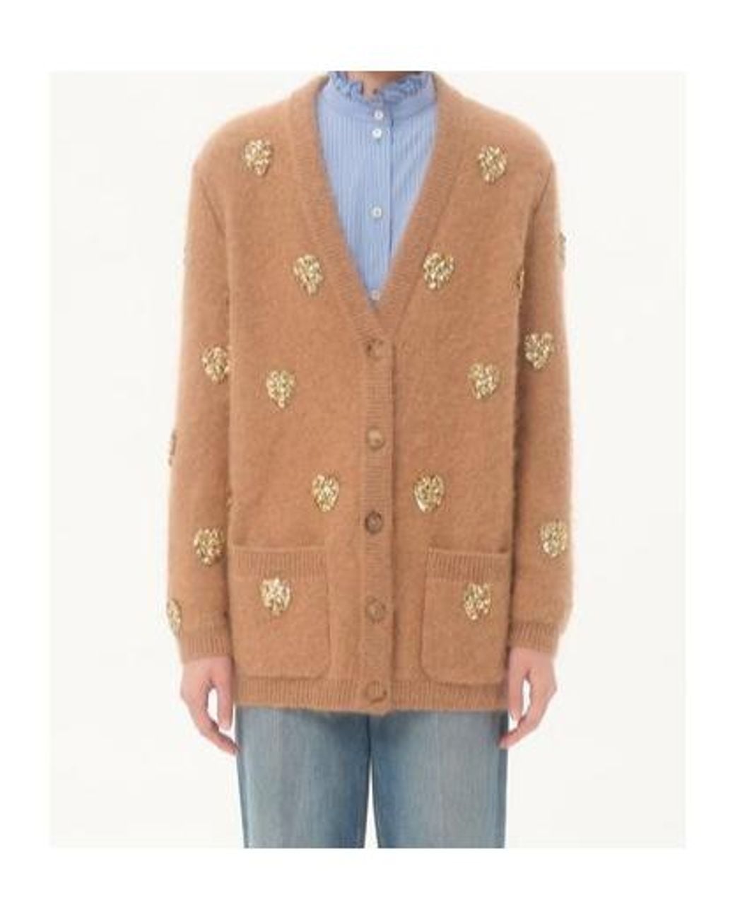 Valentino Brown Embroidered Knitted Cardigan