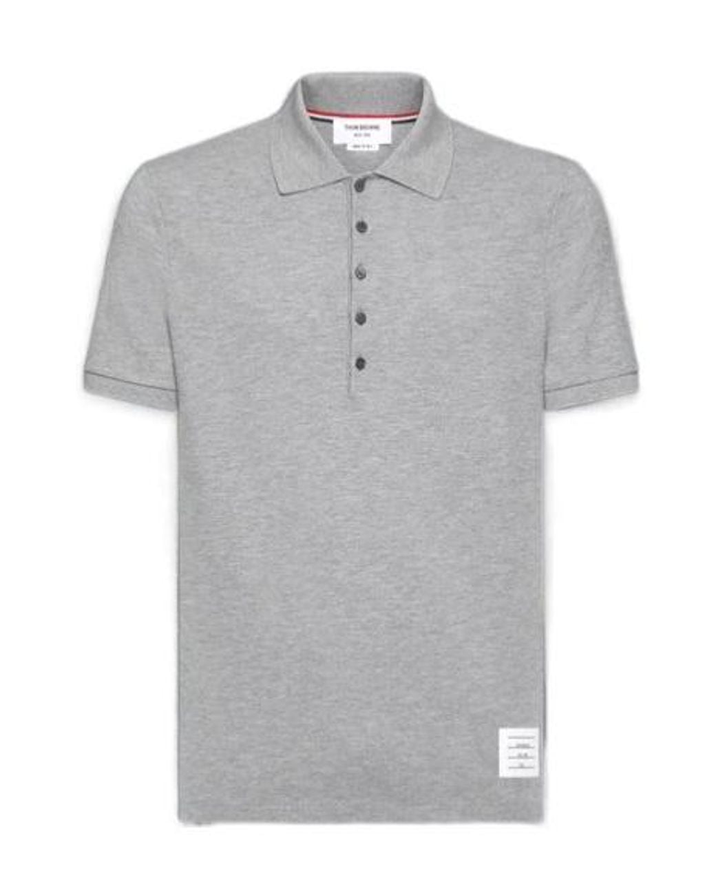 Thom Browne Gray Bar Short-Sleeved Polo Shirt for men