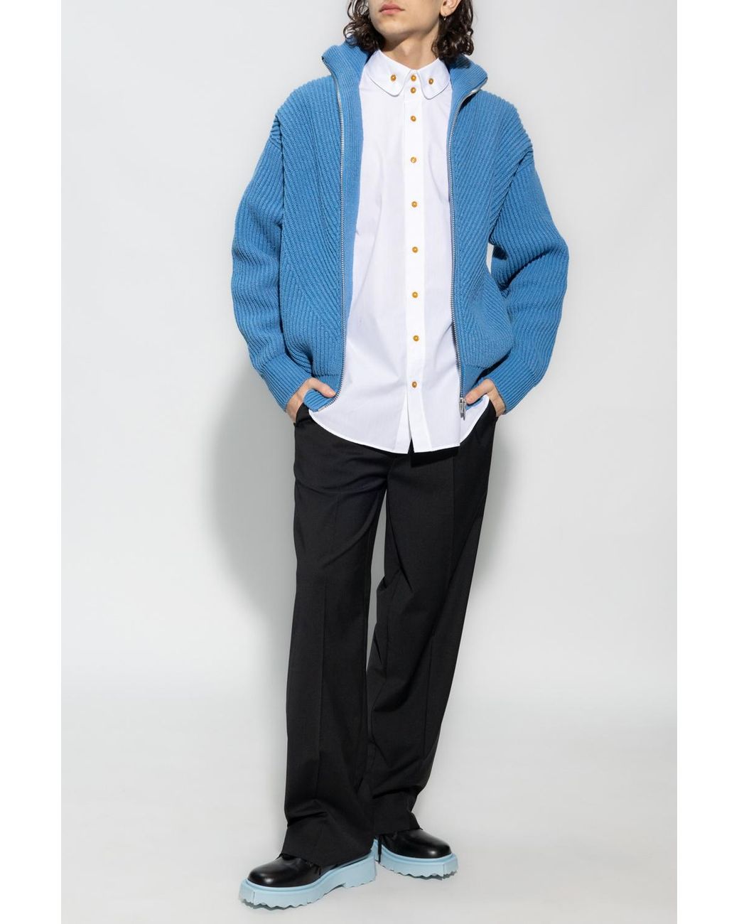 Vivienne Westwood White Orb Embroidered Long-Sleeved Shirt for men