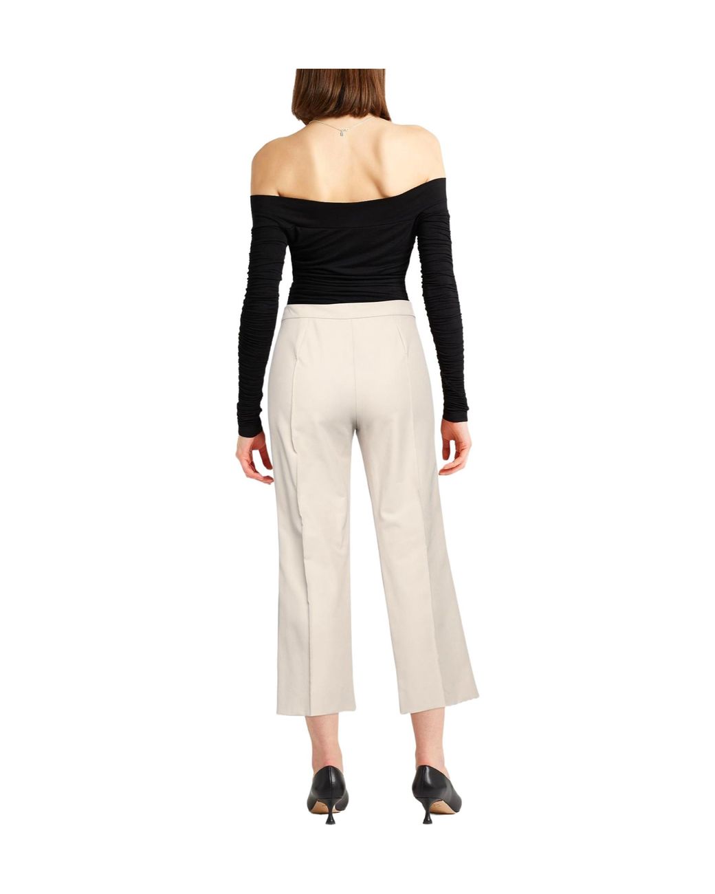 Max Mara White Solid-Color Straight-Leg Pants