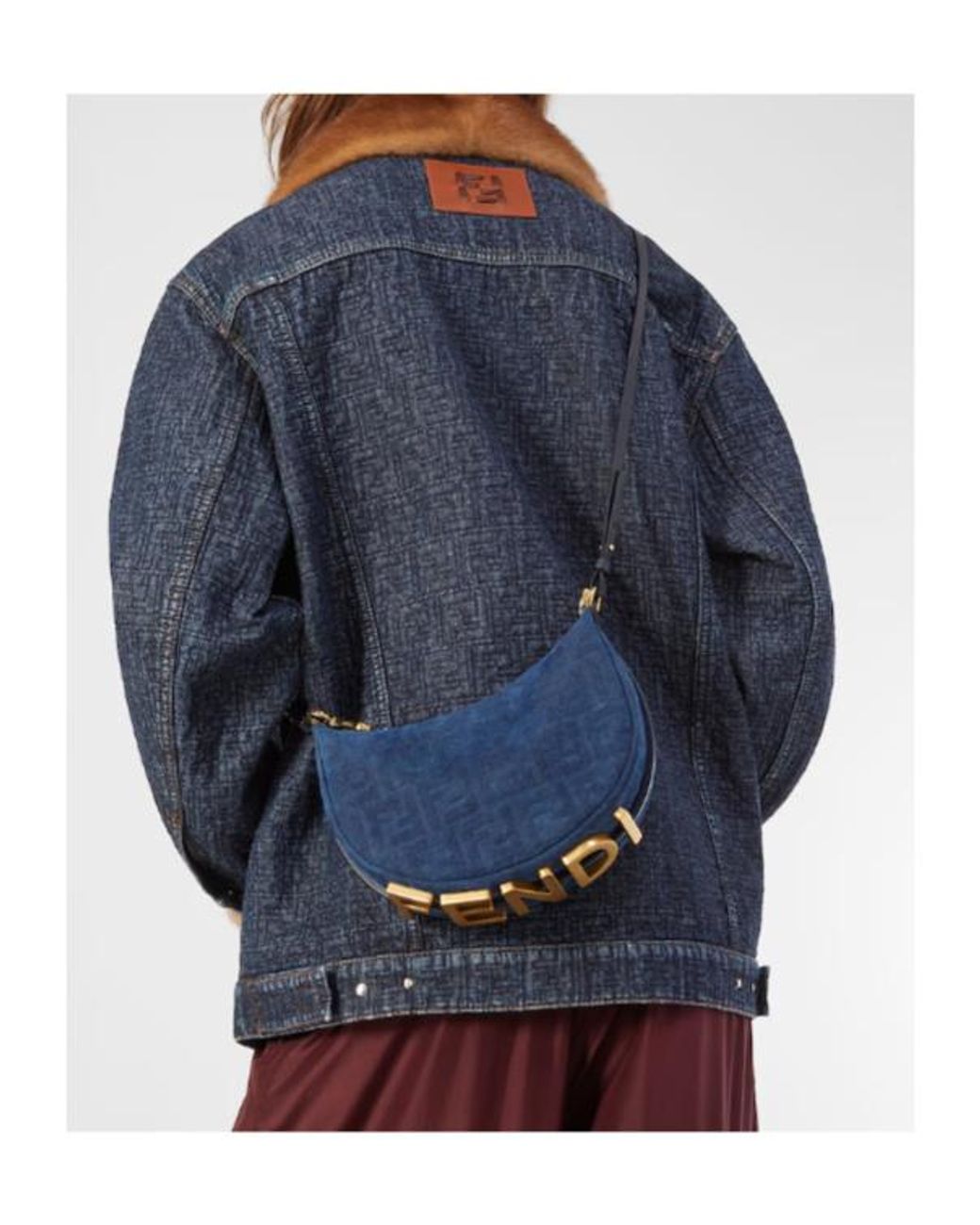 Fendi Blue Graphy Ff Denim Flocked Mini Tote Bag for men
