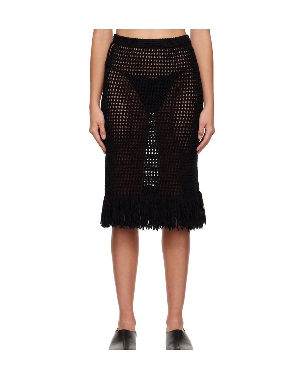Niccolò Pasqualetti Black Grata Midi Skirt
