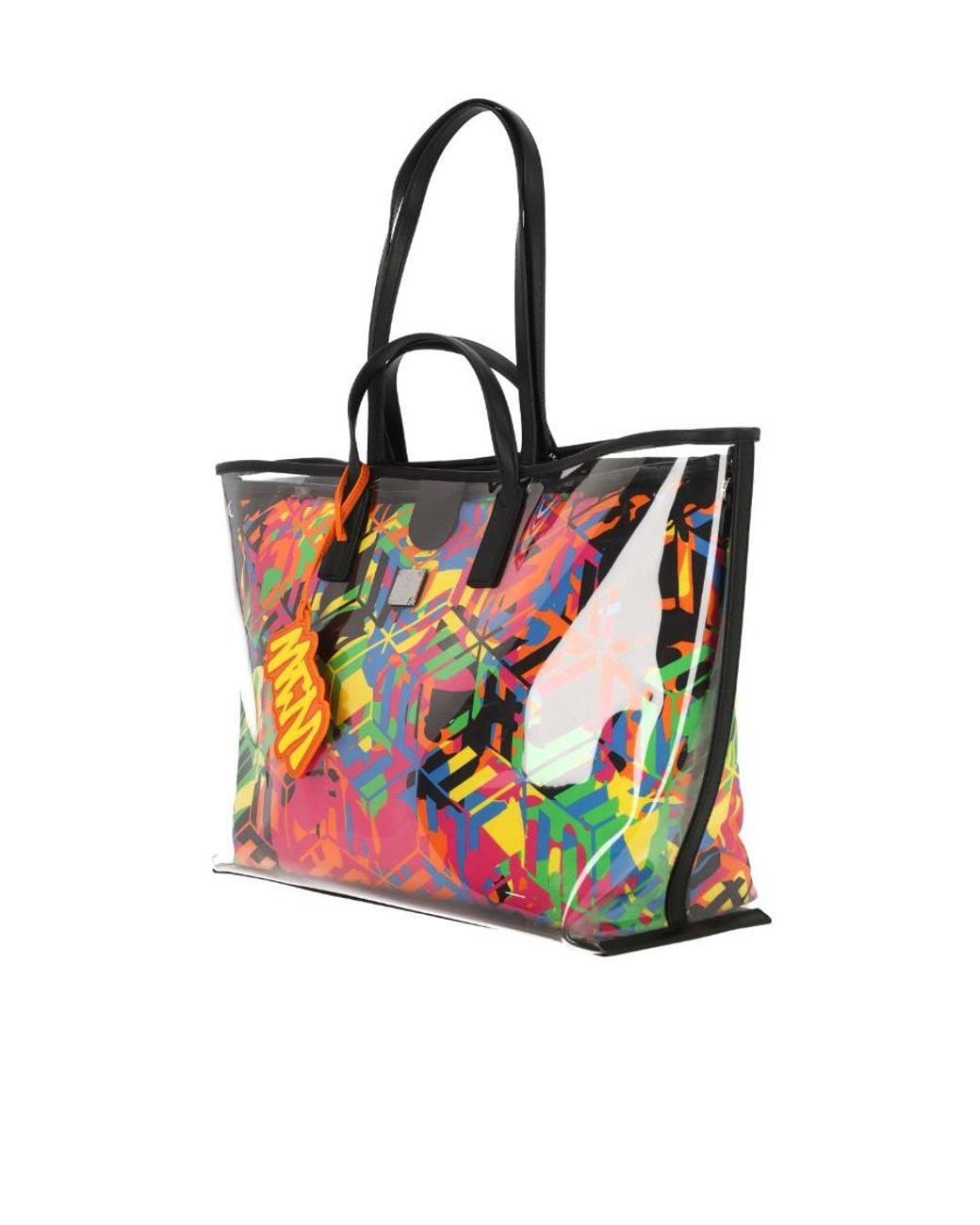 MCM Red Abstract Pattern Printed Tote Bag