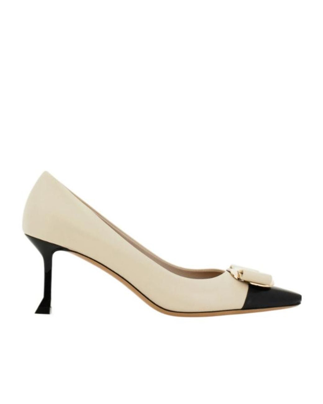 Ferragamo Metallic Pump Shoe With New Vara Buckle