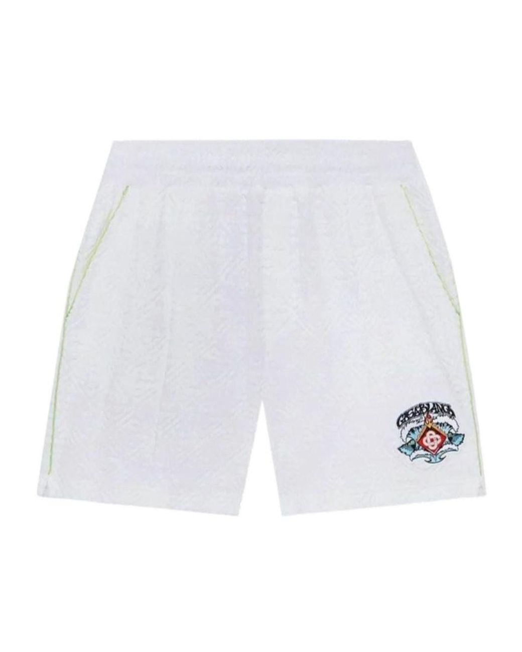 Casablanca White Monogram Jacquard Drawstring Shorts for men