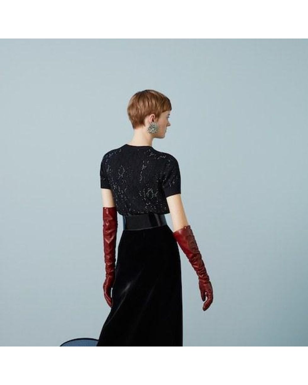 Gucci Black Fine Wool Gg Crystal Top