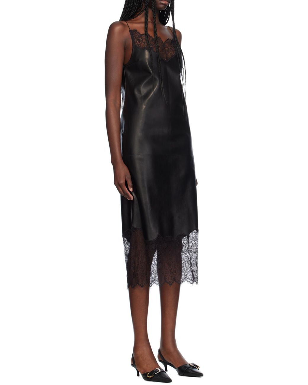 Givenchy Black Lace Trimmed Midi Dress