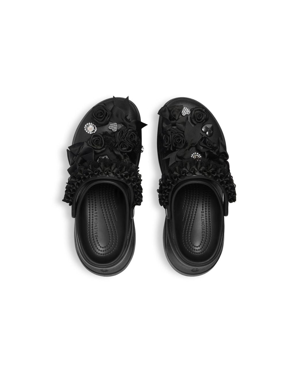 Balenciaga Black Crocs Embellished Platform Clogs