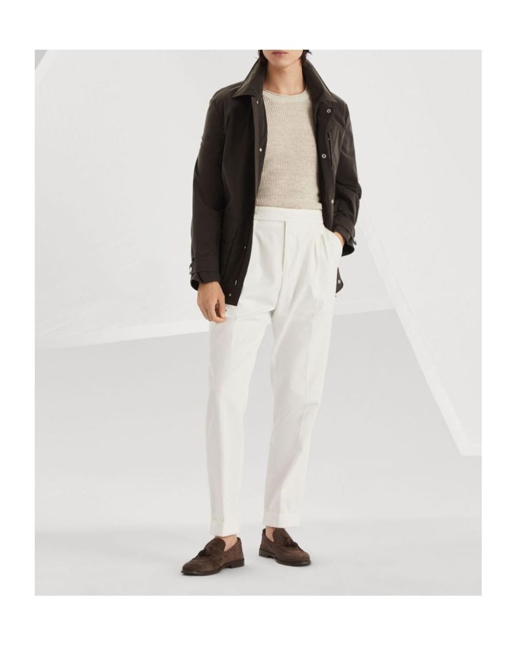 Brunello Cucinelli Gray High-Neck Long-Sleeved Jacket for men