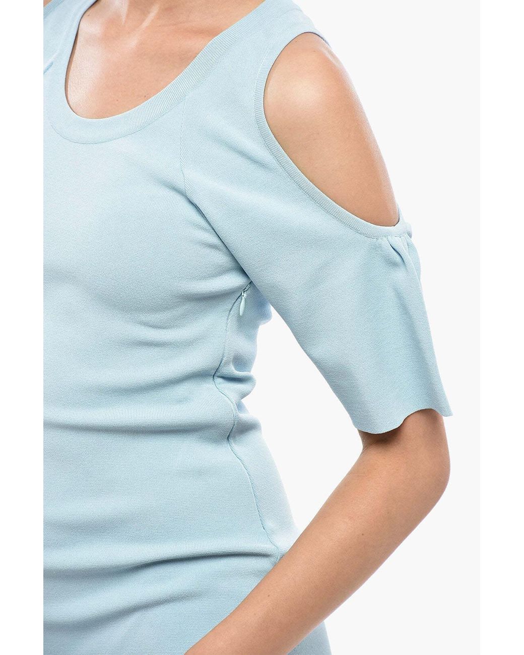 Stella McCartney Blue Fitted Cold-Shoulder Dress