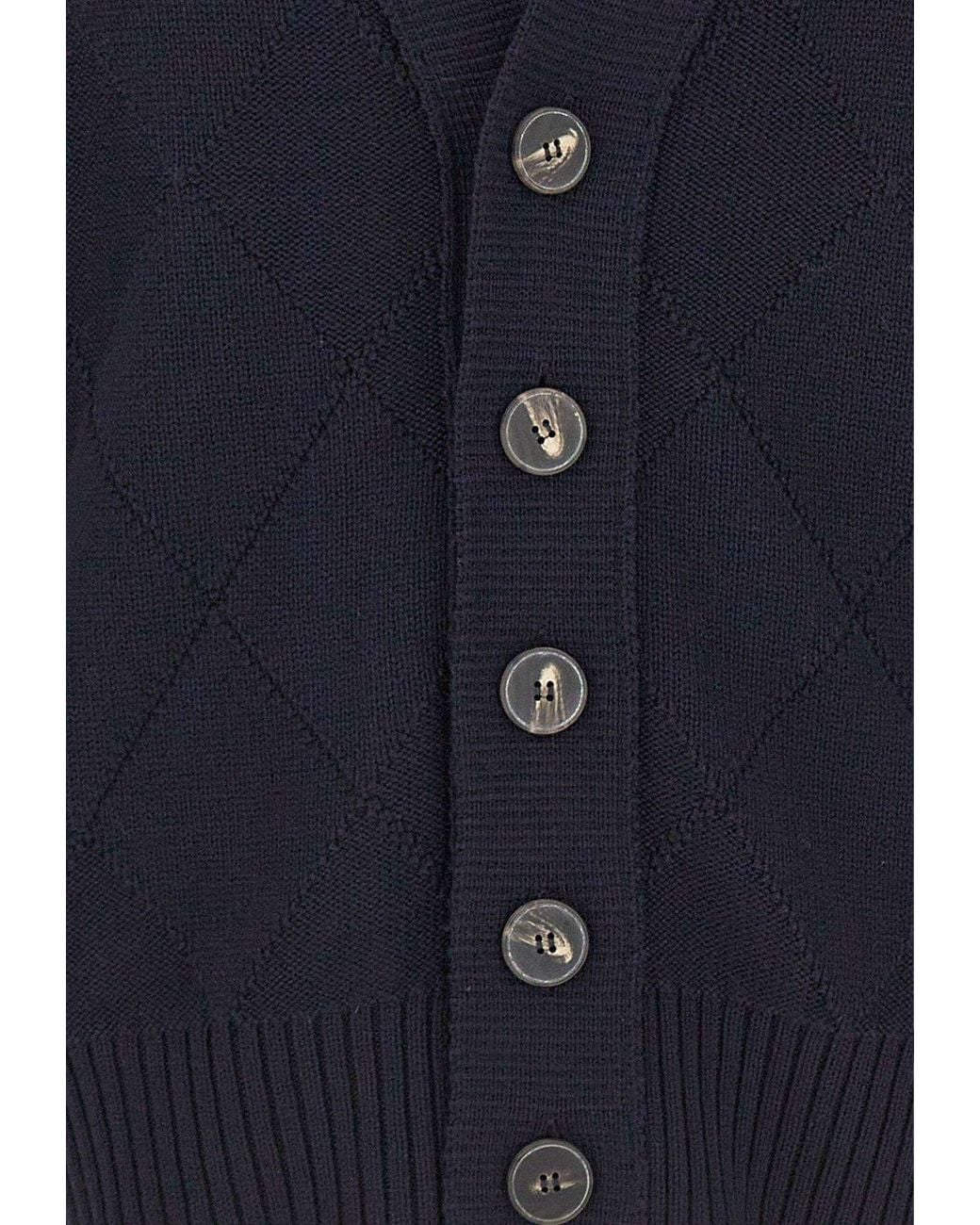 Kangra Cashmere Blue Kangra Diamond-Knit V-Neck Cardigan for men