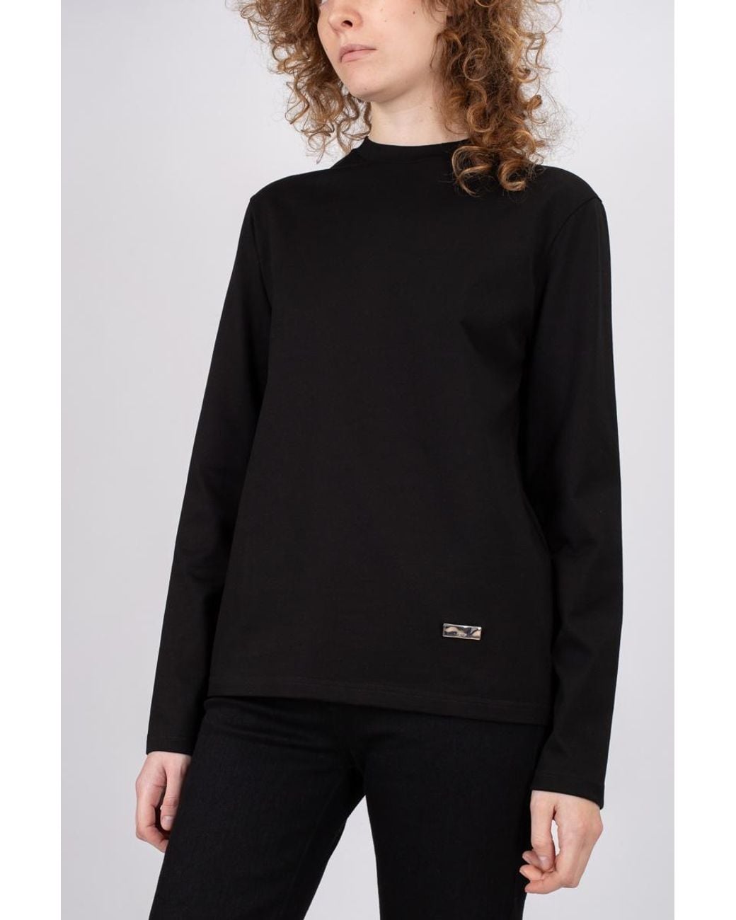Jil Sander Black Logo Plaque Long-Sleeved T-Shirt