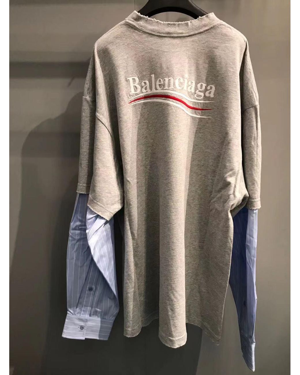 Balenciaga Gray T-Shirt Political Campaign Layered for men