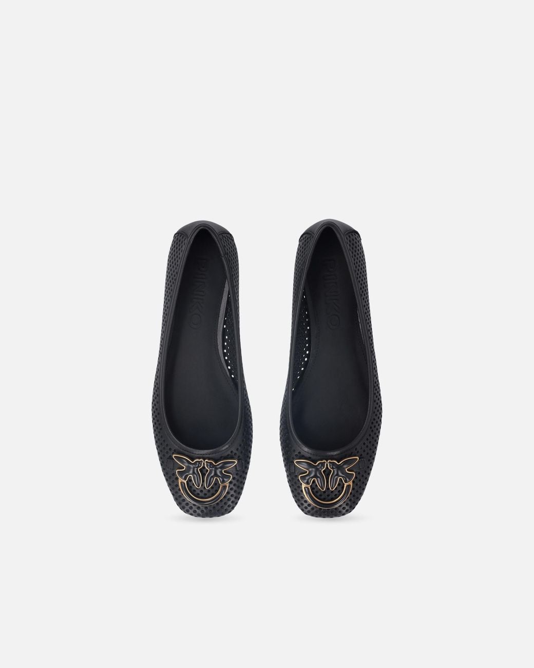 Pinko Black Love Birds Square Toe Ballerinas