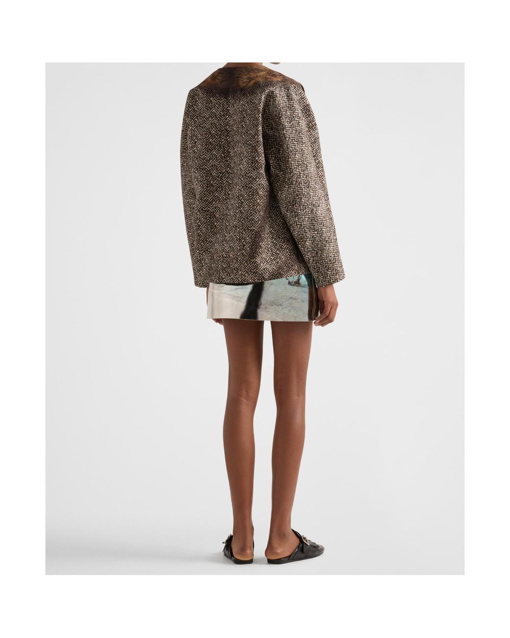 Prada Blue Calfskin Shiny Mini Skirt