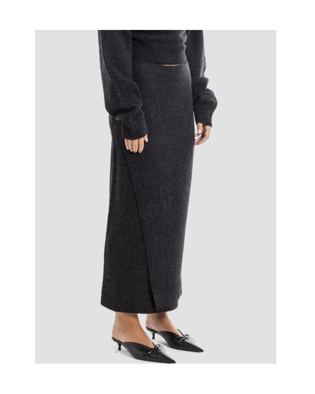 Balenciaga Black Slit Detailed Knit Skirt