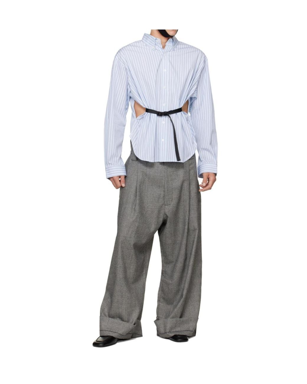 VAQUERA Blue Belted Cut-Out Stripe Shirt