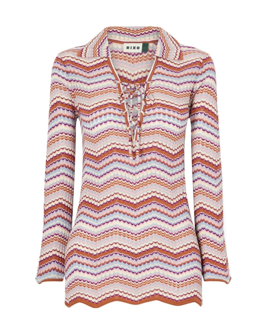 Rixo Pink Brody Crochet-Knit Cotton Top