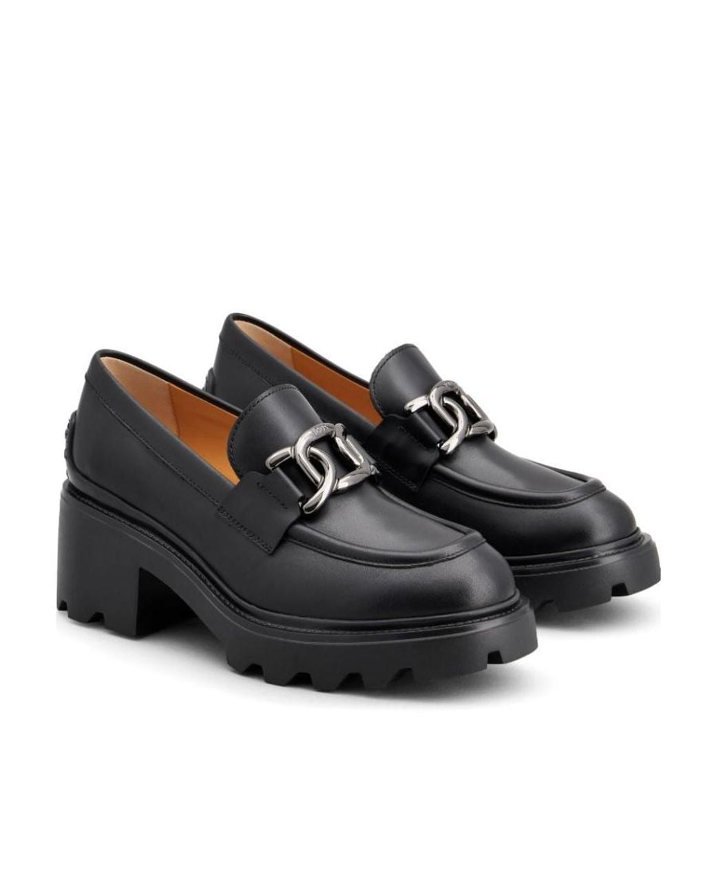 Tod's Black Logo-Buckle Almond Toe Loafers