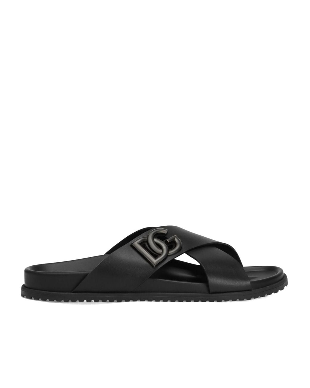 Dolce & Gabbana Black Dg Logo Plaque Sandals for men