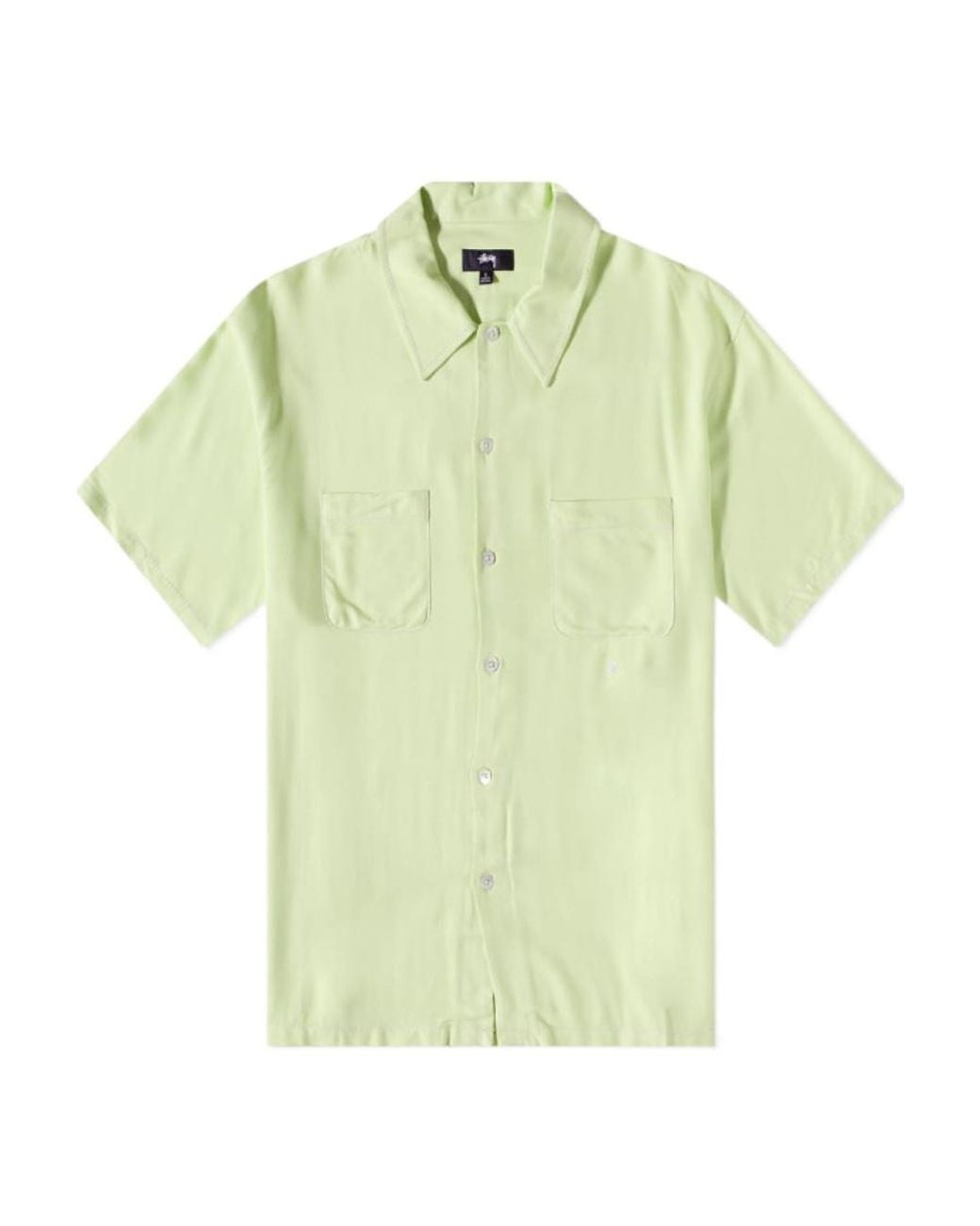 Stussy Green Contrast-Stitching Short-Sleeve Shirt for men