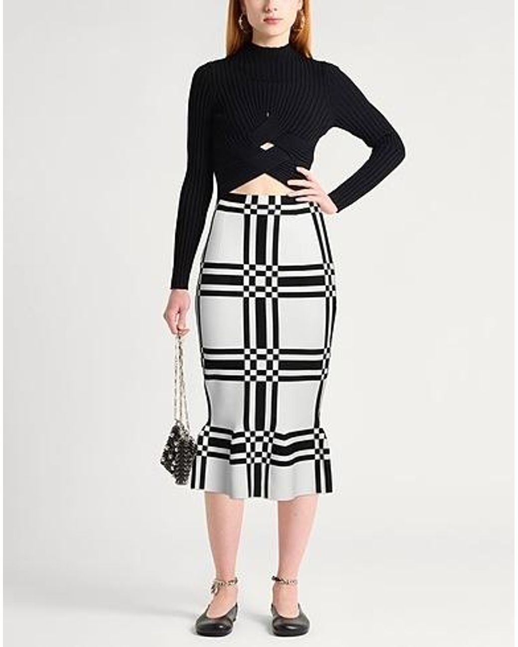 Marni White Plaid Skirt