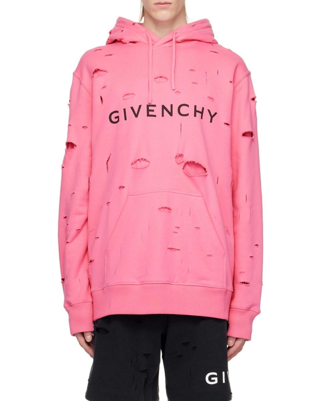 Givenchy Pink Archetype Hoodie With Destroyed Effect for men