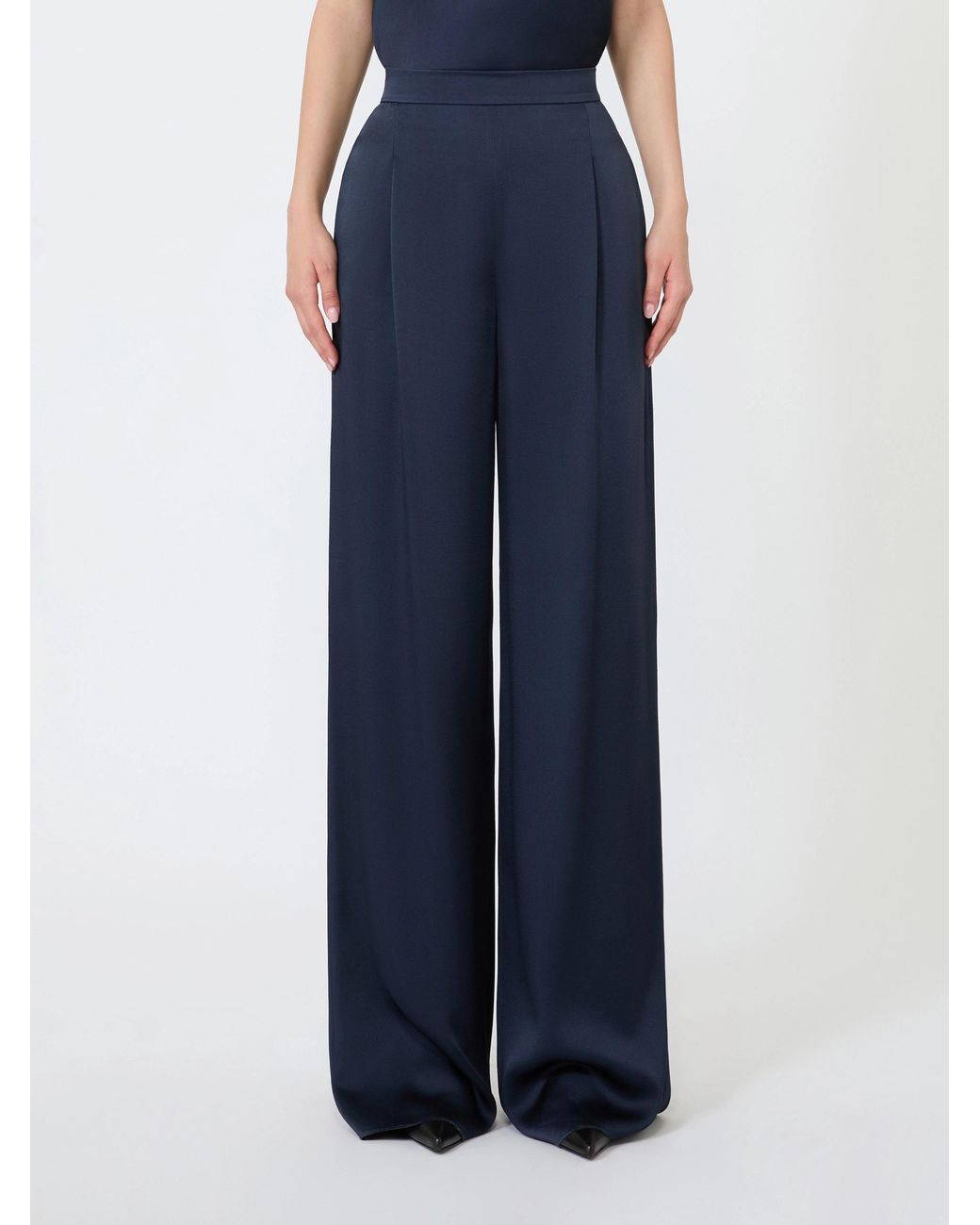 Max Mara Blue Studio Msealpaca Fluid Palazzo Trousers