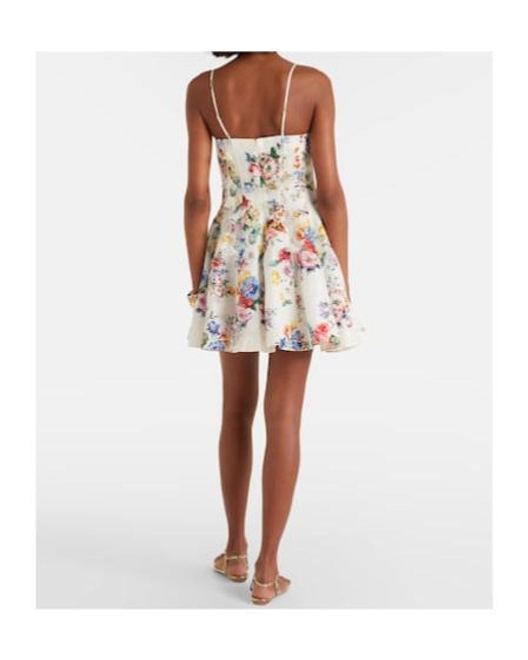 Camilla White Embellished Floral Linen And Silk Minidress