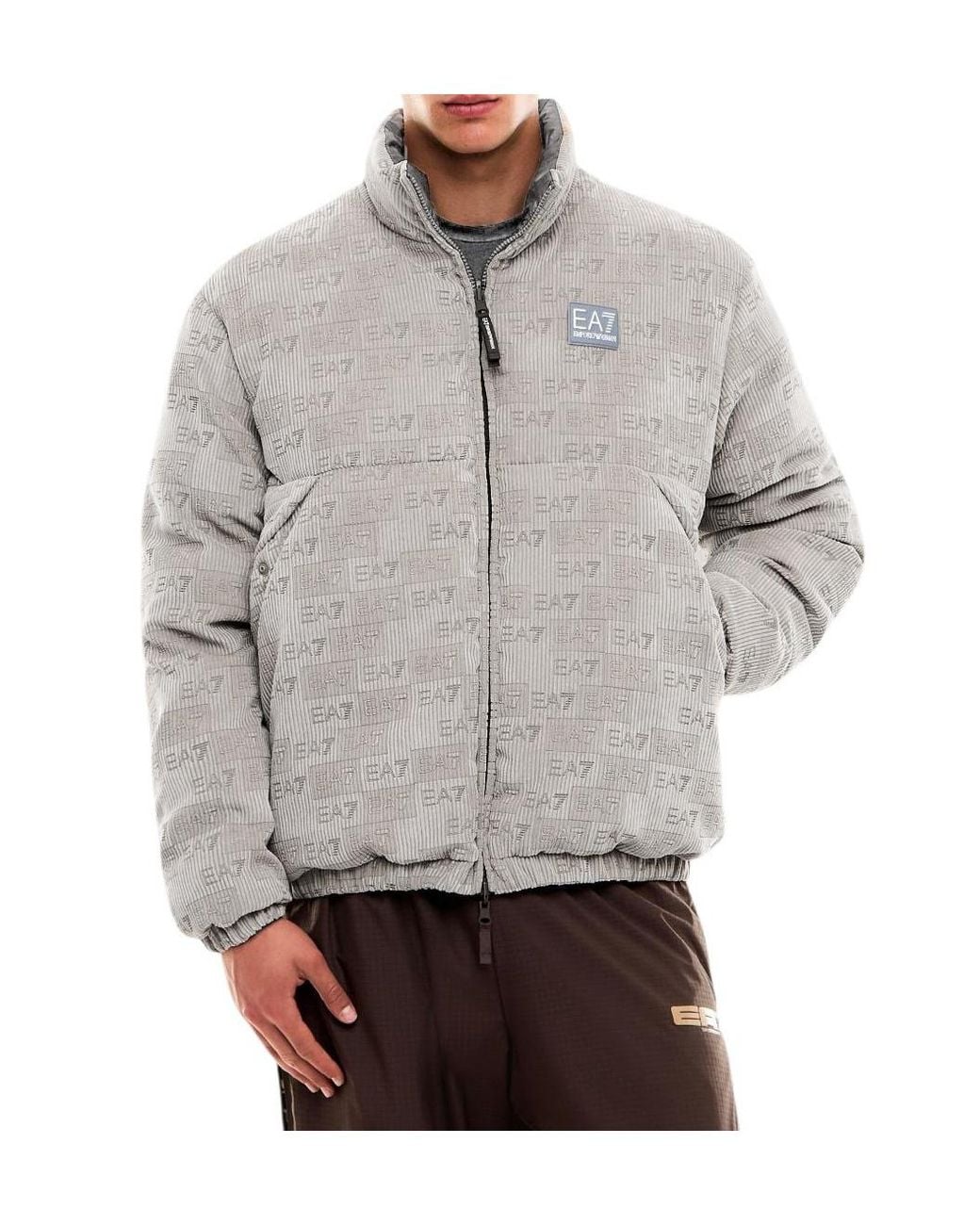 EA7 Gray Reversible Zip-Up Jacket for men