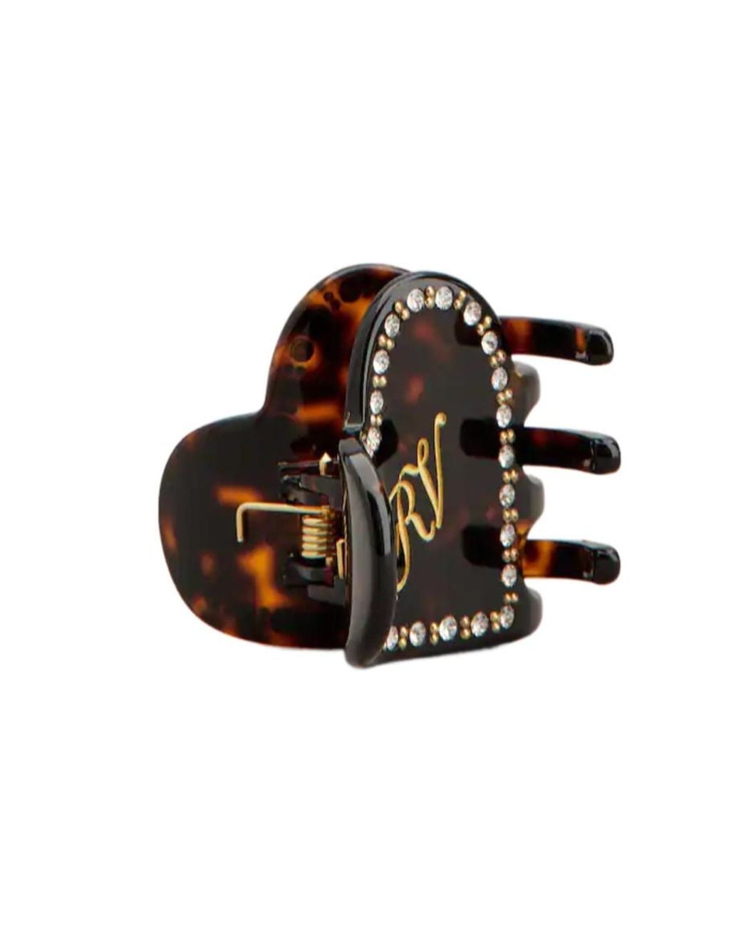 Roger Vivier Black Heart-Shaped Crystal-Embellished Hair Clip