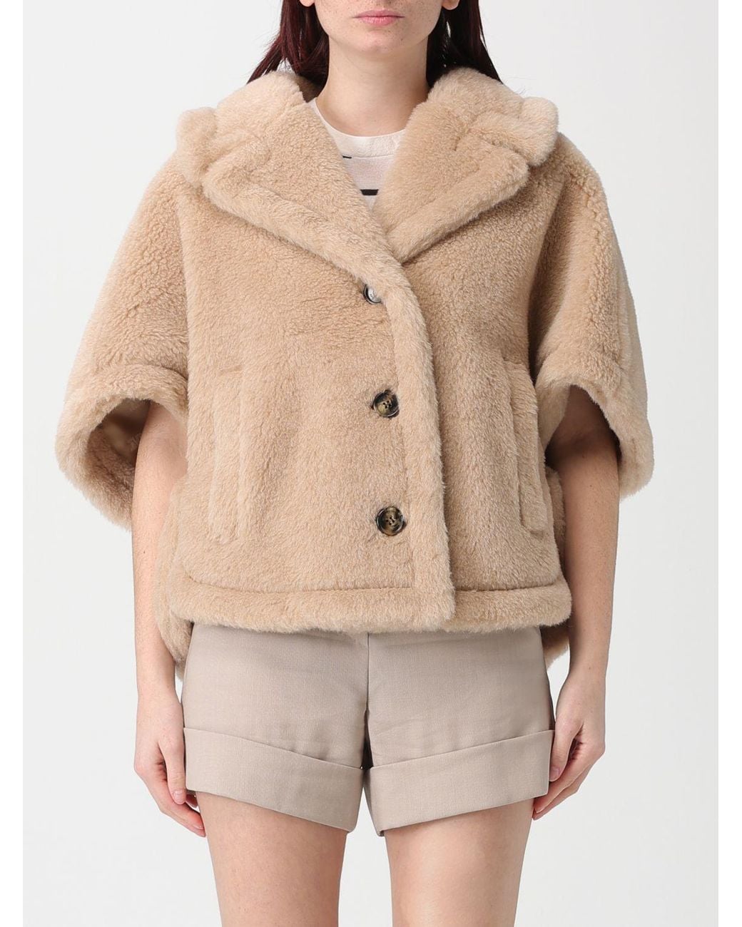 Max Mara Natural Corvino1 Button-Up Cape