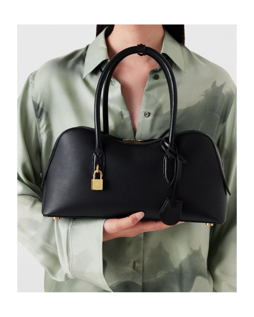 Stella McCartney Black Stella Ryder Lock Plaque Shoulder Bag
