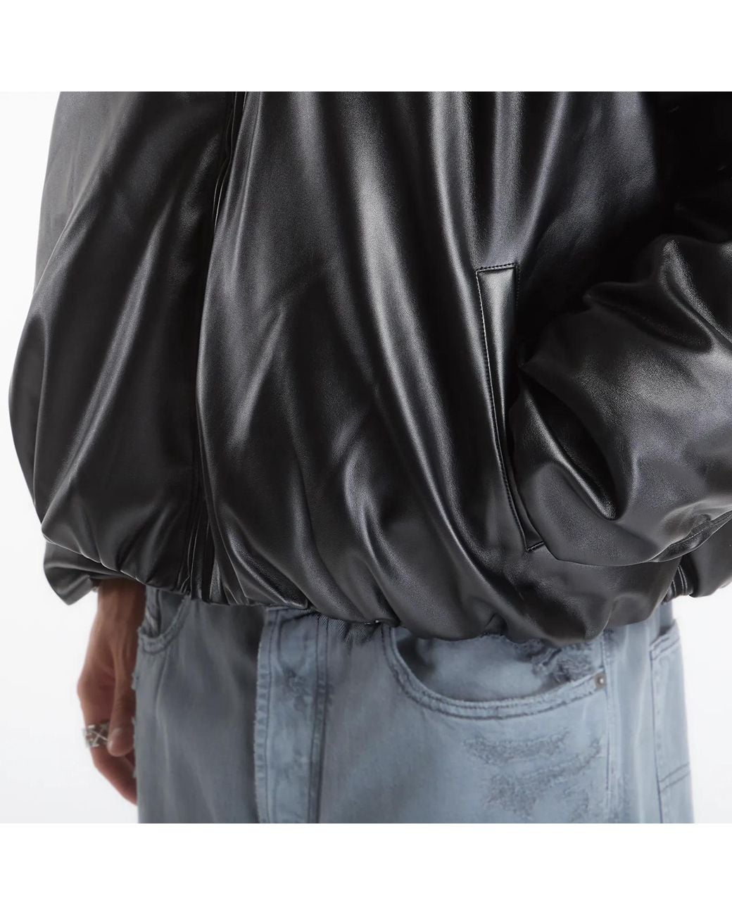 M I S B H V Black Puffer Bomber Jacket for men