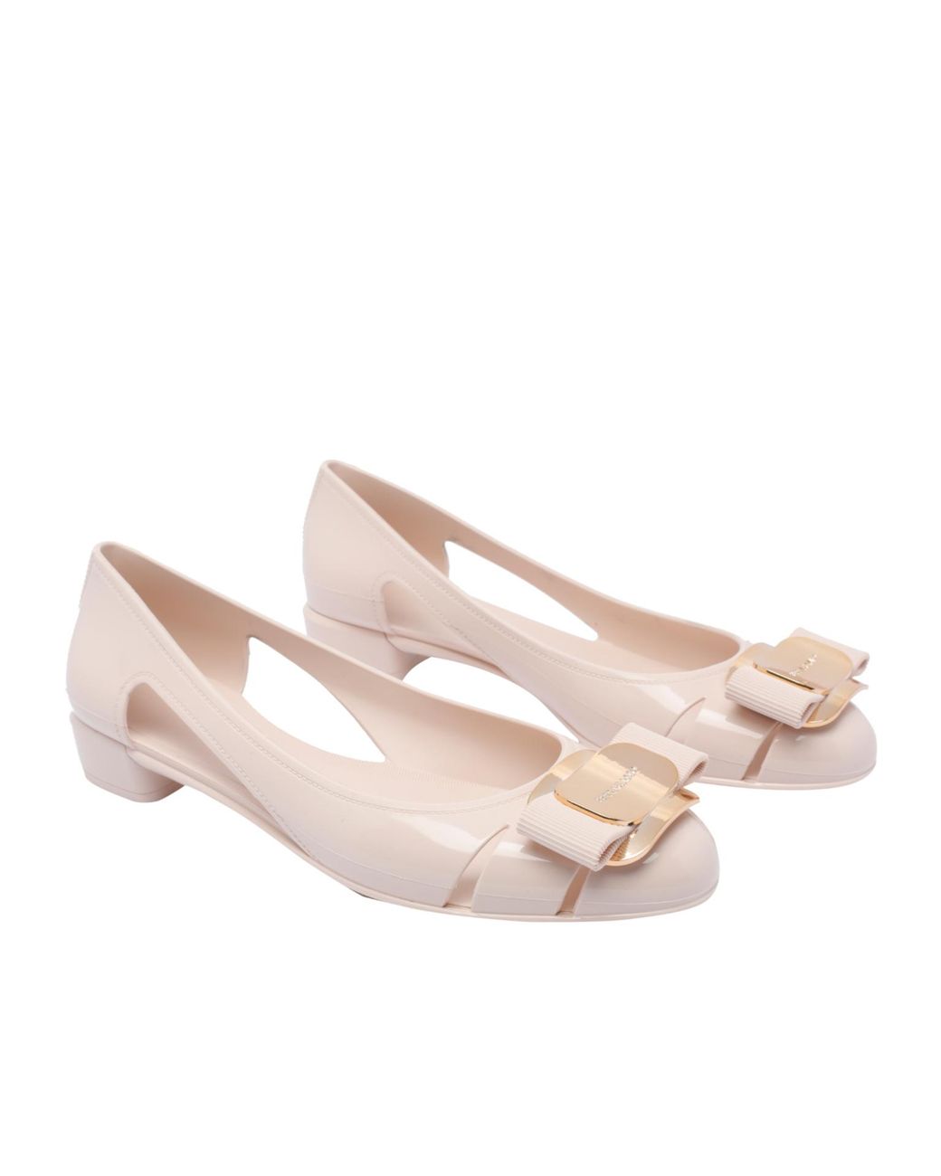 Ferragamo Pink Round Toe Ballet Shoes