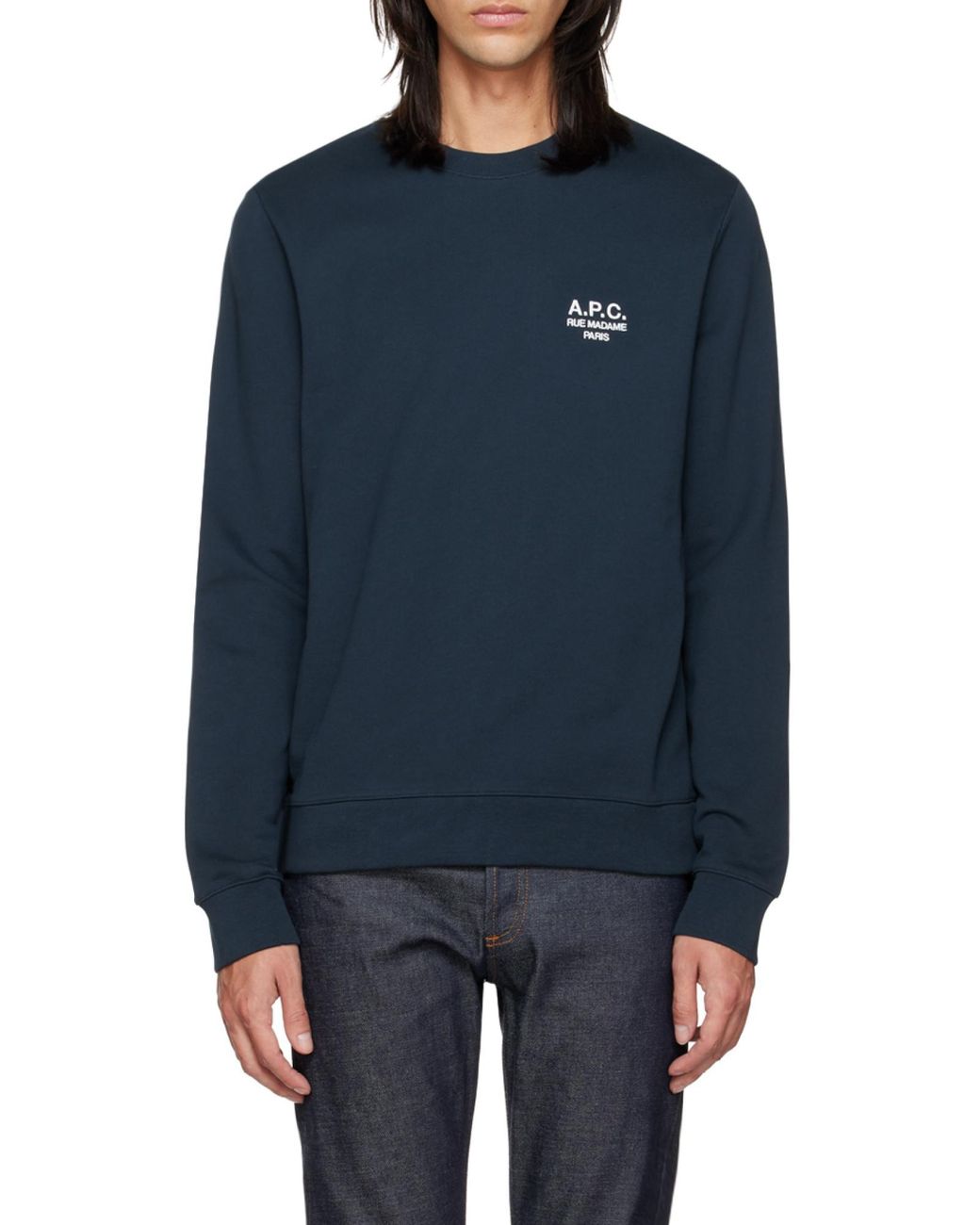 A.P.C. Blue Logo Embroidered Crewneck Sweatshirt for men