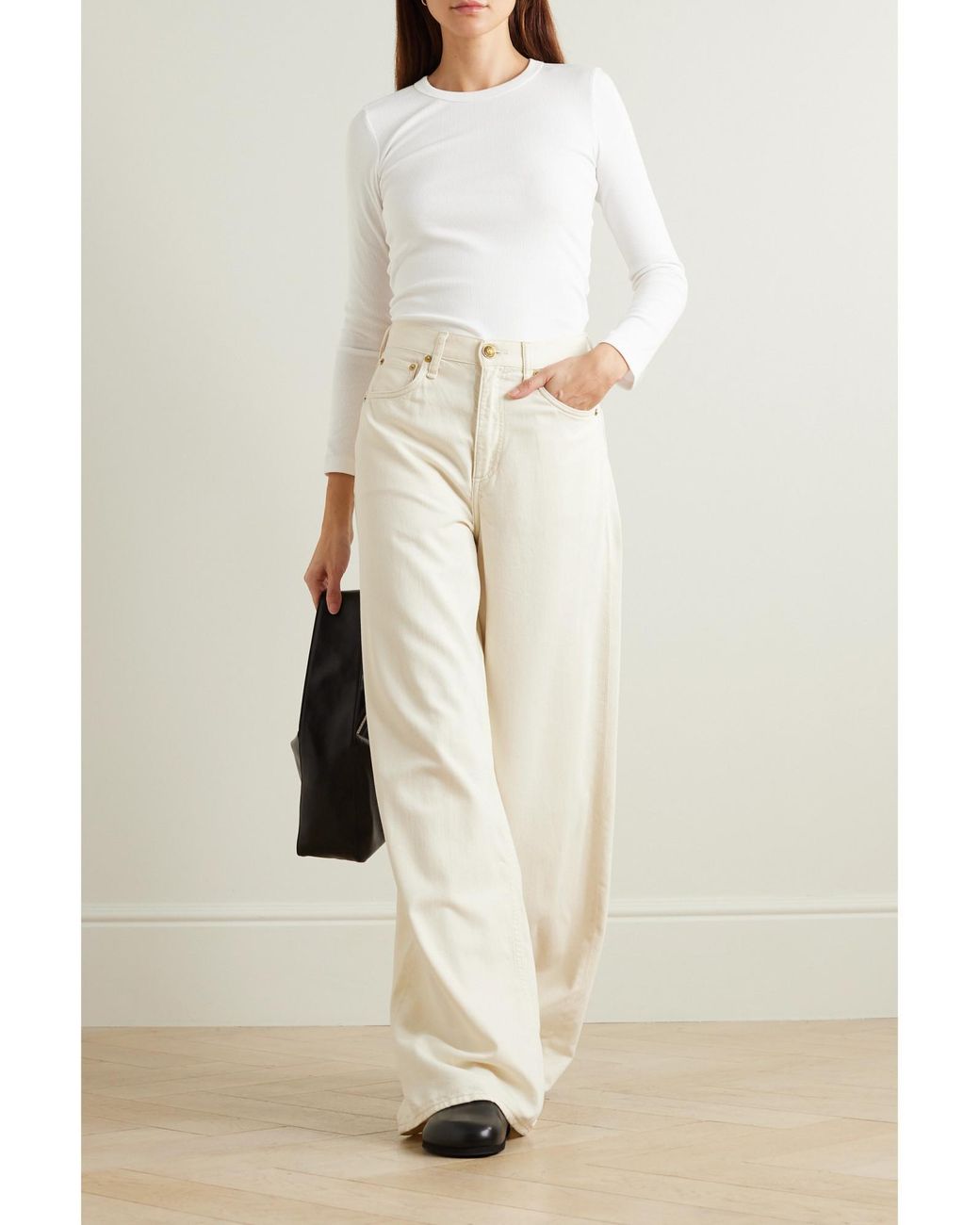 Leset White Stretch-Cotton Jersey Top