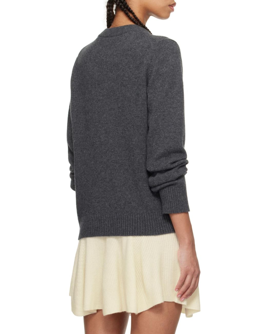 Ganni Gray Graphic Bear Crewneck Jumper