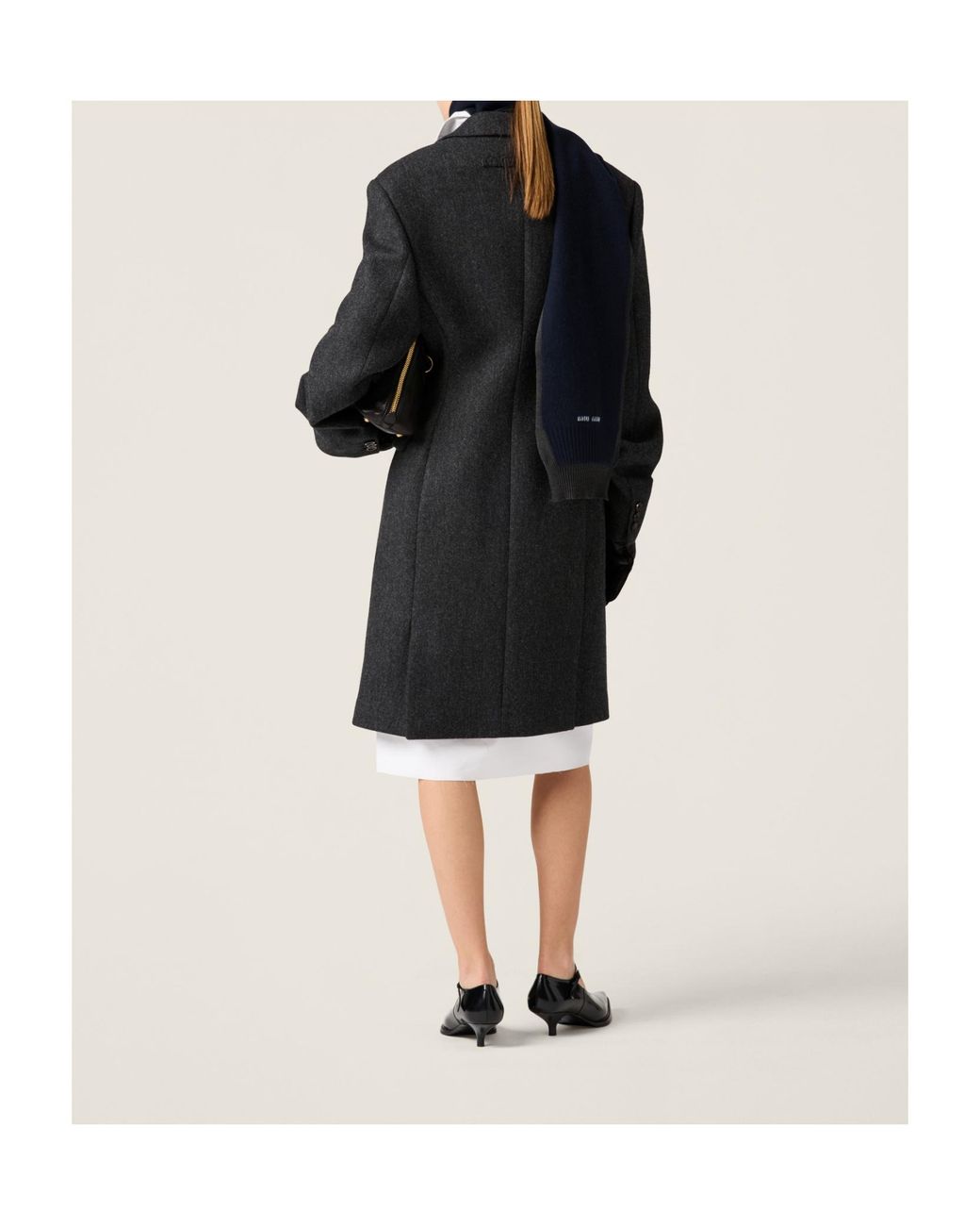 Miu Miu Black Single-Breasted Double Wool Coat